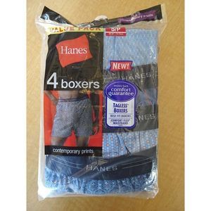Hanes Men's Tagless Boxers Assorted 4 Pack NEW